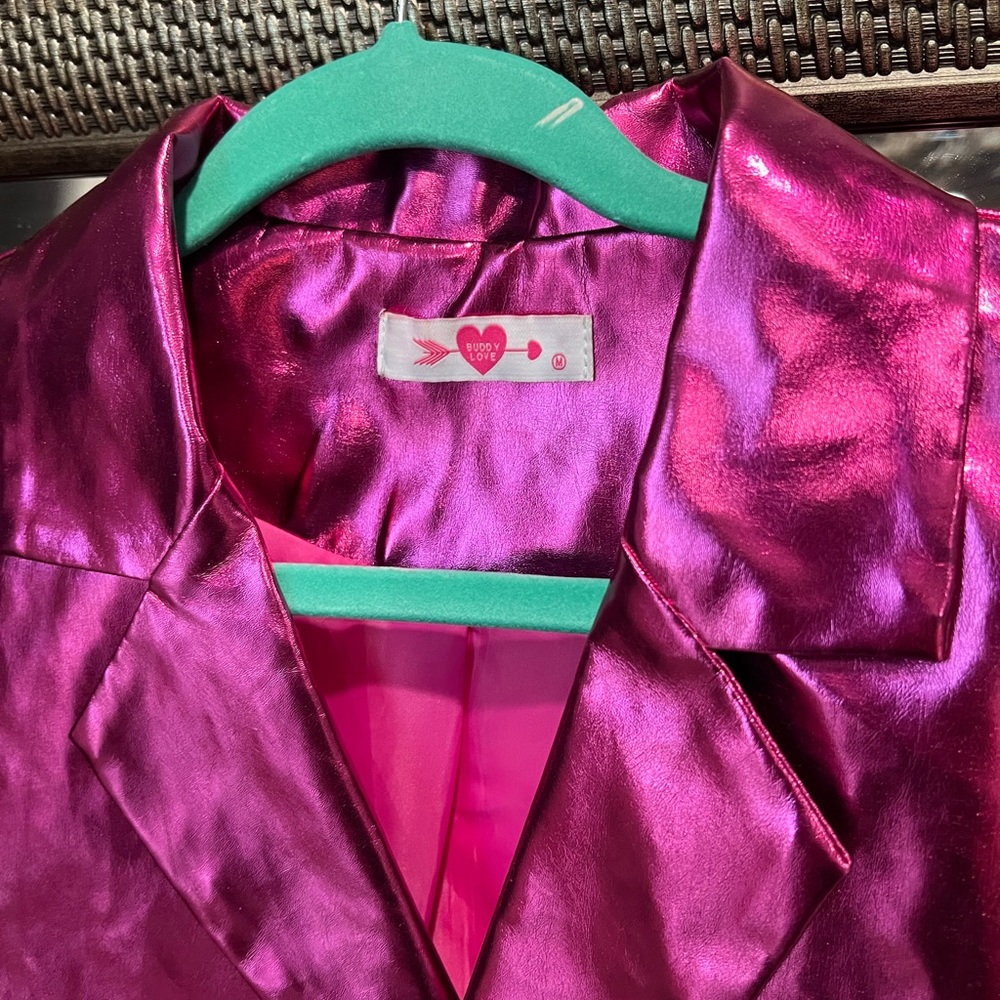 BuddyLove Avery Hot Pink Metallic Blazer - Picture 3 of 3